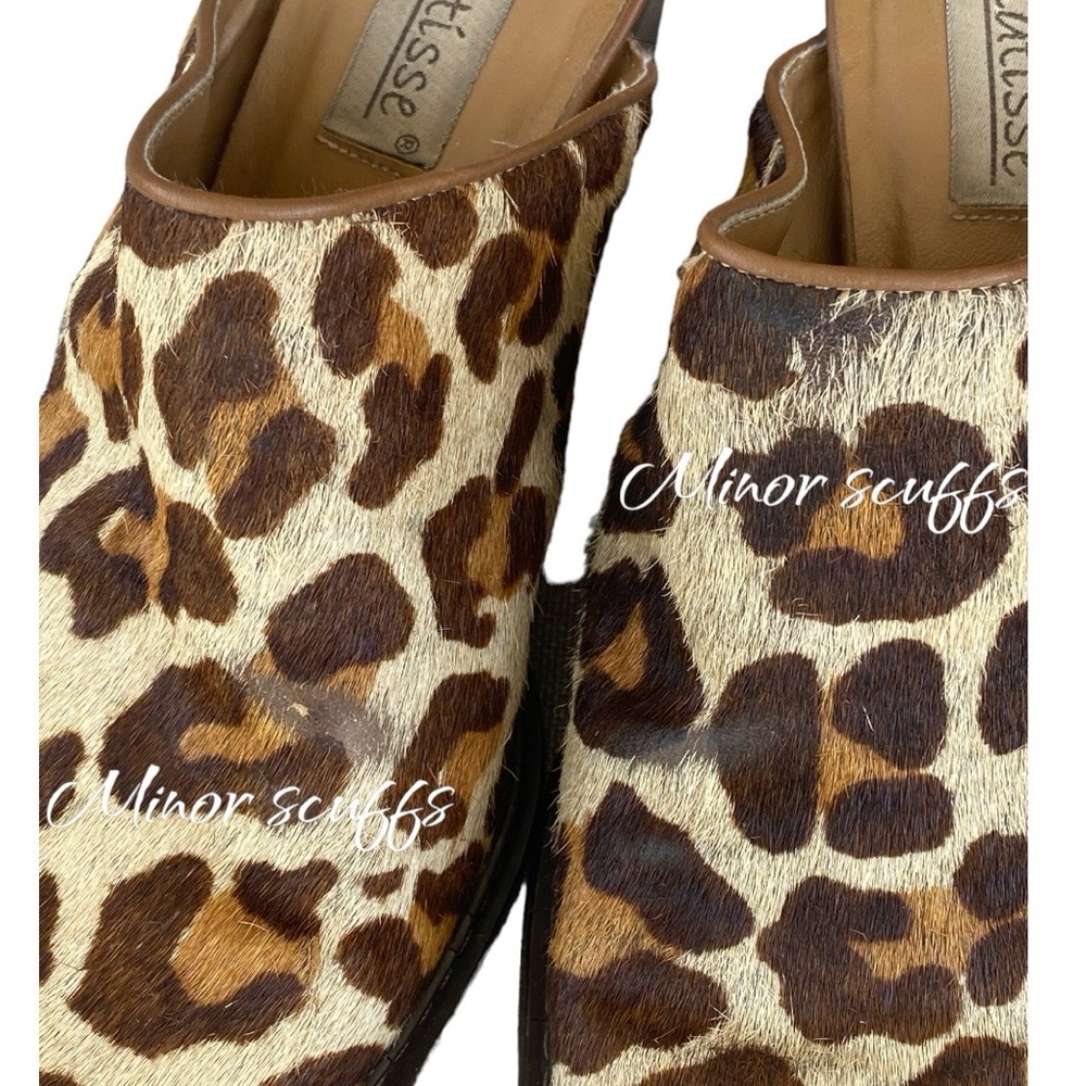 MATISSE Leopard Camel Hair Mules Heeled Clogs Women’s Size 10 Pre Owned - Picture 12 of 12